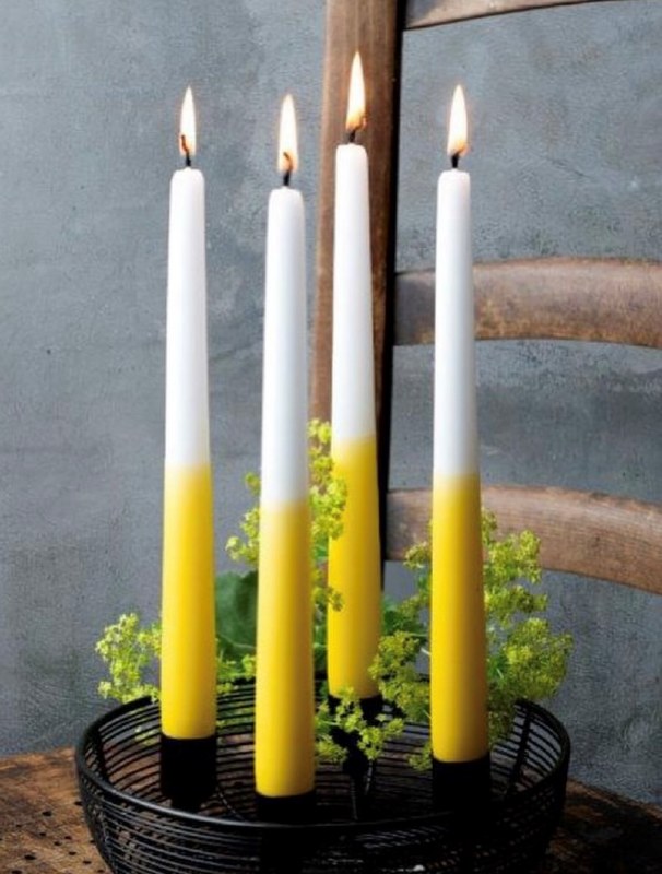 Taper Candle White/ Yellow x 4 250mm x 23mm