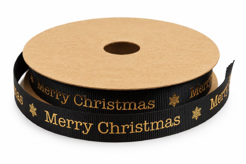 Merry Christmas Ribbon 15mmx20m Black