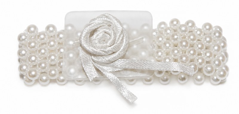 Corsage white pearl wristlet
