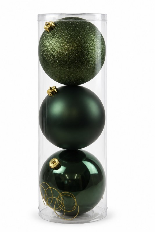 Jumbo Baubles x 3 15cm Dark Green