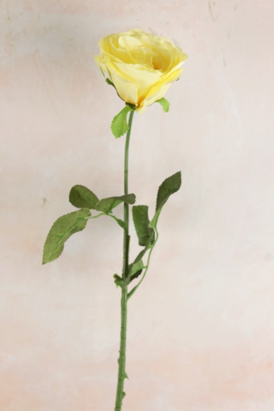 Picture of Faux Single Stem Rose Lemon 63cm
