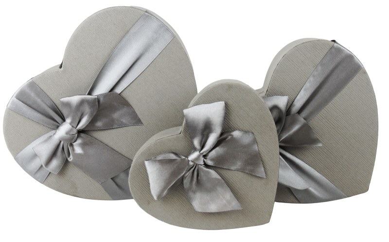 Florist Heart Hat Box Set x 3 Grey