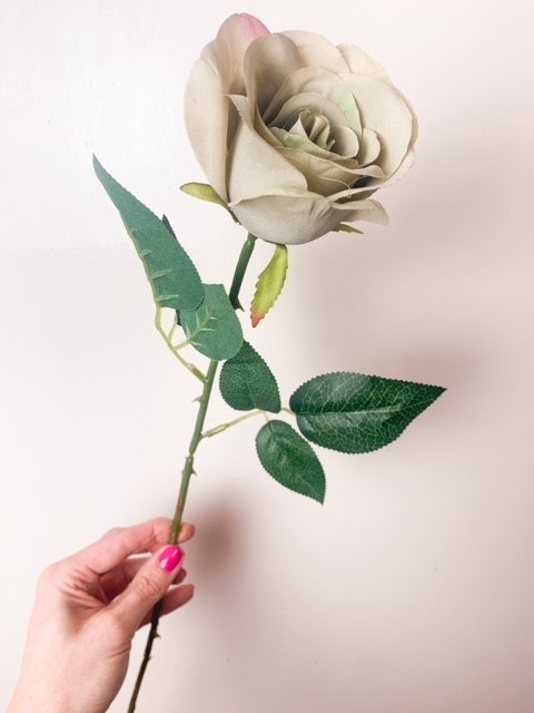 Artificial Single Stem Rose 55cm Grey