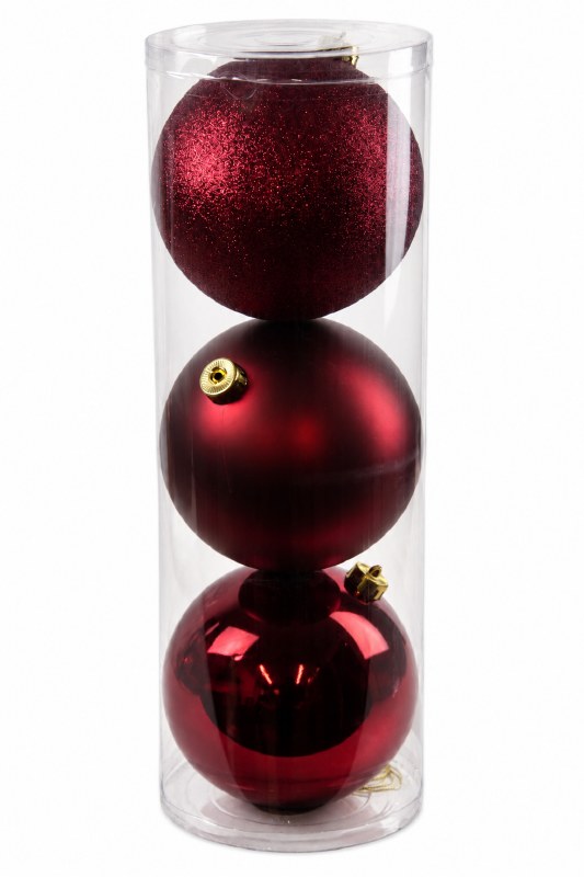 Jumbo Baubles x 3 15cm Wine Burgundy Red