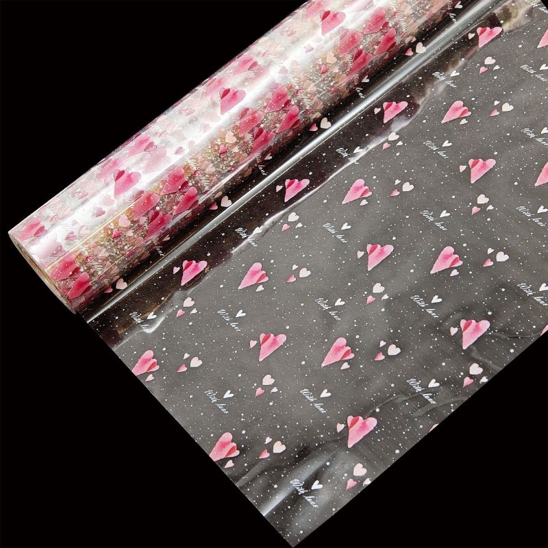 Picture of Florist Cellophane Wrap With Love 80cm x 80m