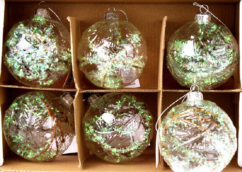 Glass Baubles Clear Iridescent 8cm X 6pcs Www Floralsundries
