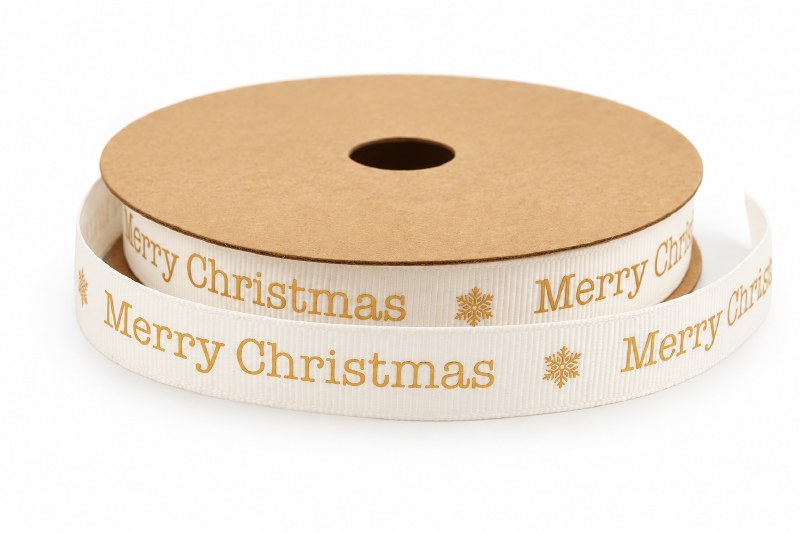 Merry Christmas Ribbon 15mmx20m White