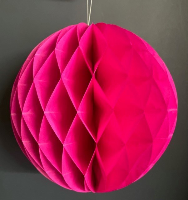 Paper Honeycomb Bauble Hot Pink 20cm