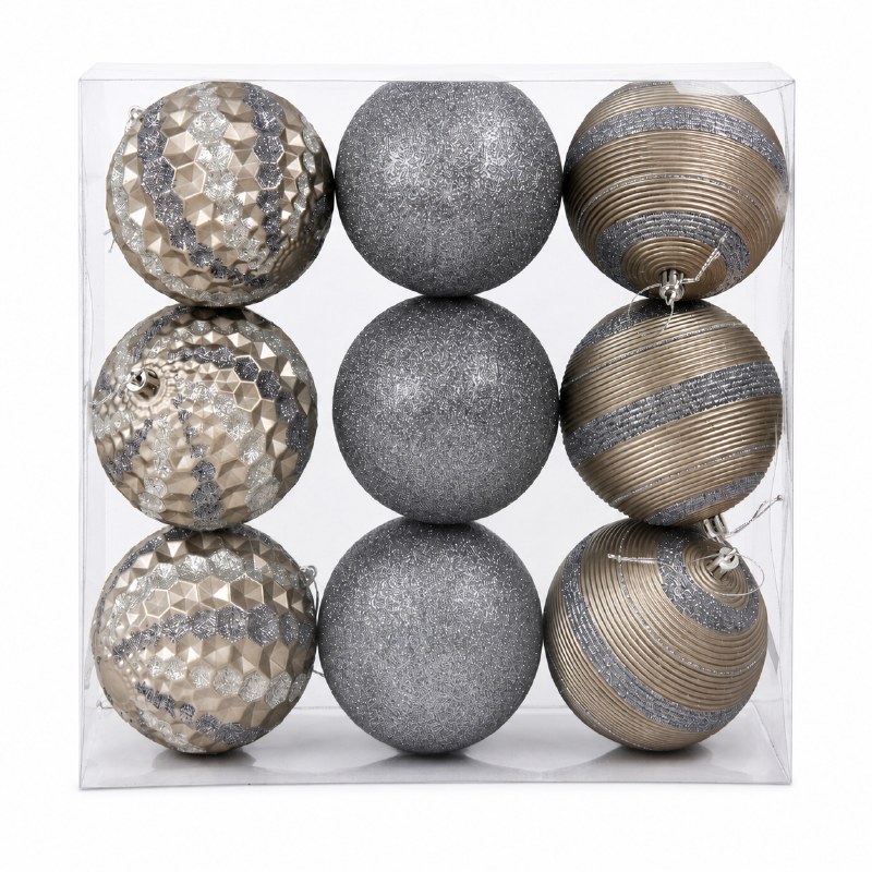 Christmas Baubles Mixed Pewter x 9