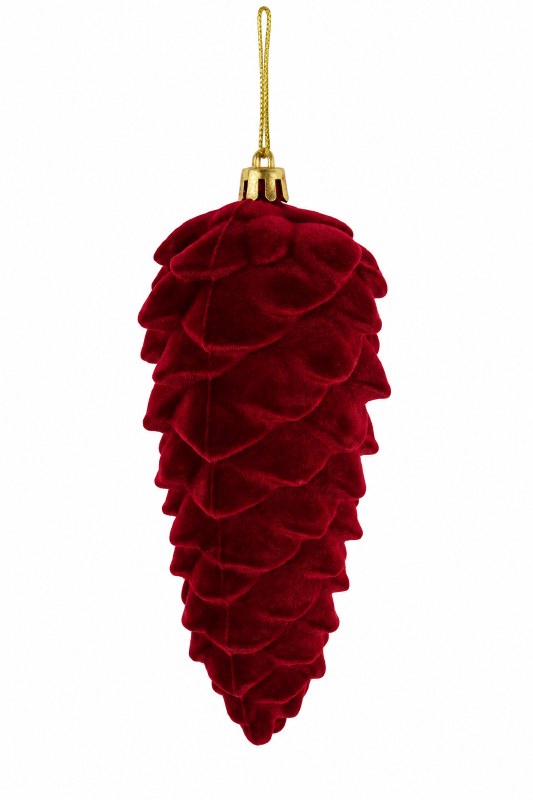 Red Velvet Pine Cone Bauble 13cm