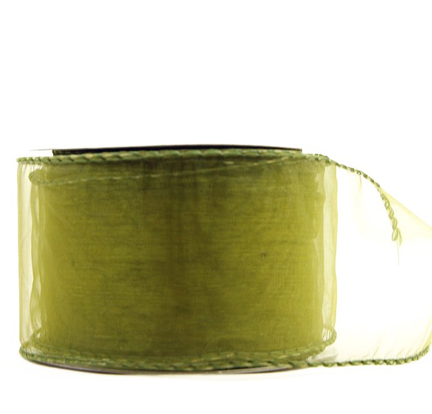 Picture of Wired edge green organza ribbon, 2.5in x 10yards