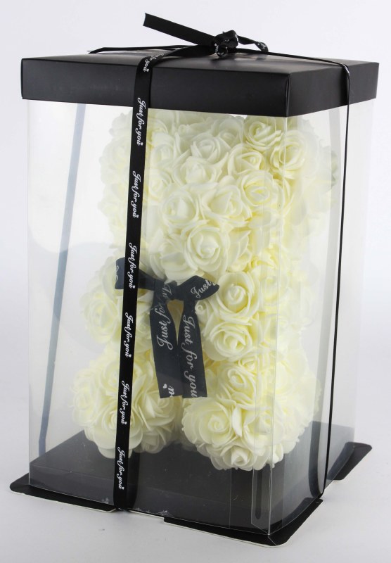 Rose Foam Teddy 25cm Ivory