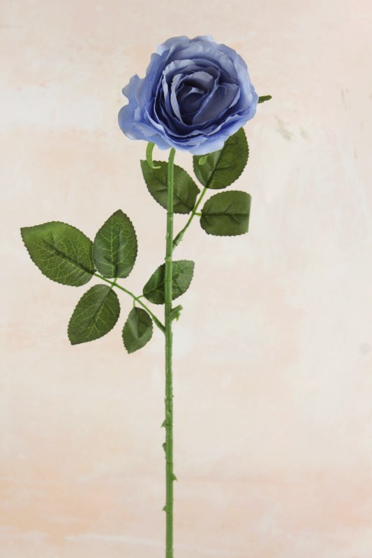 Picture of Faux Single Stem Rose Baby Blue 63cm