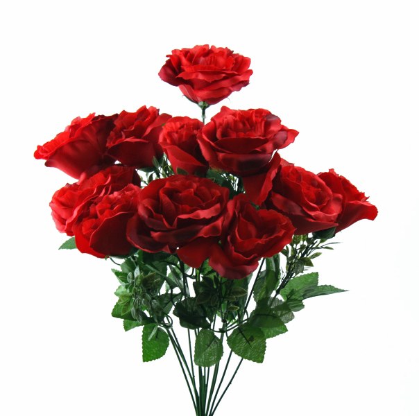 Picture of Red silk rose bunch x 12