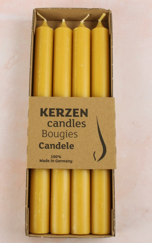 Rustic Candle 250mmx22mm Mustard x 4