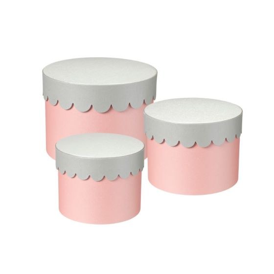 Picture of HAT BOX PINK X 3 SILVER LID