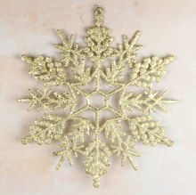 Snowflake Glitter Bauble Champagne 12"