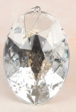 Christmas Gem Ornament Oval Silver 9.5"