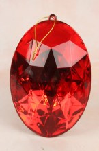 Christmas Gem Ornament Oval Red 9.5"