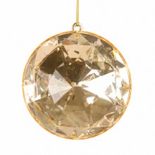 Christmas Gem Ornament Round Champagne 5"