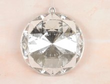 Christmas Gem Ornament Round 5" Silver