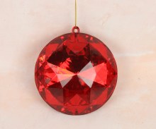 Christmas Gem Ornament Round 5" Red