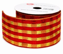 Red and gold wired edge Christmas ribbon