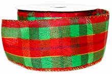 Christmas tartan ribbon with wired edge 2.5" x 10yards