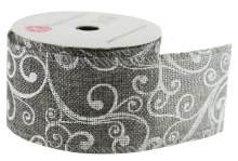 Christmas Ribbon Wired Edge Grey 2.5" x 10 Yards