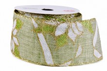 Christmas Ribbon Poinsettia Wired Edge 2.5" x 10Yards