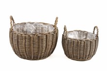 Grey Wicker Basket Set x 2
