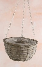 Round Wicker Hanging basket Grey 22cm