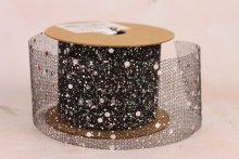 Ribbon Glitter Mesh 5cm x 10 Yards Black