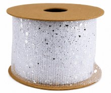 Ribbon Glitter Mesh Silver 5cm x 10 Yards