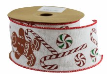 Ribbon Wired Edge Candy Cane 6.3cm x 10 Yards