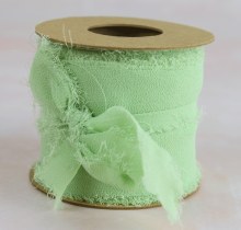 Chiffon Frayed Edge Ribbon 5cm x 5m Sage