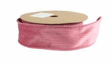 Striped Velvet Ribbon Wired Edge 4cm x 10 Yards Blush