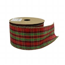 Tartan Wired Edge Ribbon 6.3cm x 10 Yards