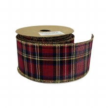 Tartan Ribbon Wired Edge 6.3cm x 10 Yards