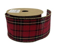 Tartan Ribbon Wired Edge 6.3cm x 10 Yards