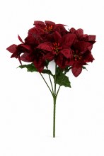 Poinsettia Bunch Burgundy 33cm x 7
