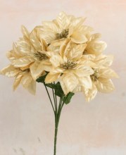 Poinsettia Bunch Champagne 33cm