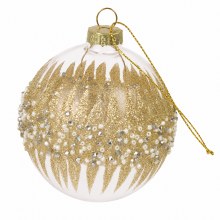Glass Bauble Glitter/ Pearl 8cm x 6