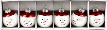 Glass Baubles Snowman x 6