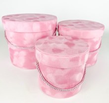 Velvet Hat Box x 3 Blush Pink