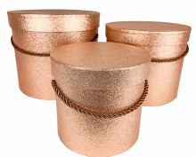 Rose Gold/ Copper Glitter Hat Boxes x 3