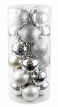 Baubles 8cm Silver Mix x 24