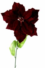 Faux Velvet Christmas Poinsettia Stem Burgundy 76cm Faux Velvet Christmas Poinsettia Stem Burgundy 76cm