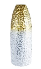 Decorative Metal Vase White/ Gold 40cm