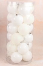 Baubles 8cm White Mix x 24 Baubles 8cm White Mix x 24